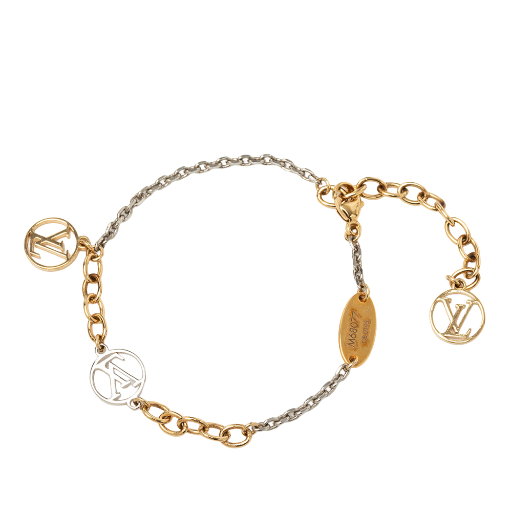 Pre-Loved Louis Vuitton Gold Plated and Brass Logomania Bracelet